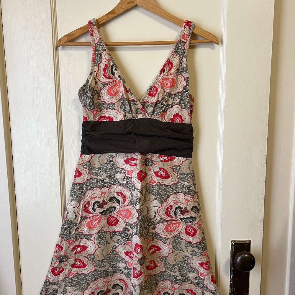 Patagonia Organic cotton a line floral dress with ruching